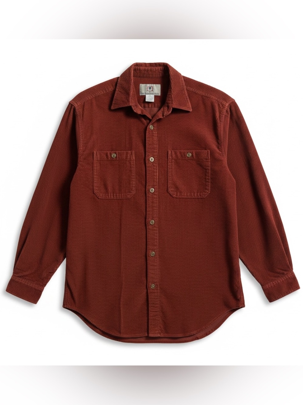 THE TERRITORY AHEAD MENS CORDUROY WAFFLE BUTTON DOWN SHIRT BRICK RED SIZE MEDIUM
